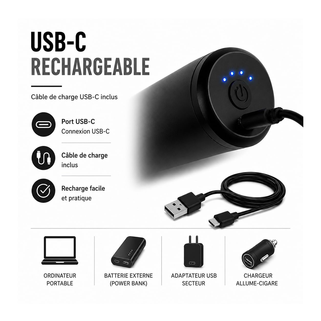 Pistola de Masaje Professional - Aparato de Masaje - 30 kg de Presión - 10 Velocidades - Recargable por USB-C - 4 Cabezales de Masaje - Incluye Estuche de Transporte - Silenciosa