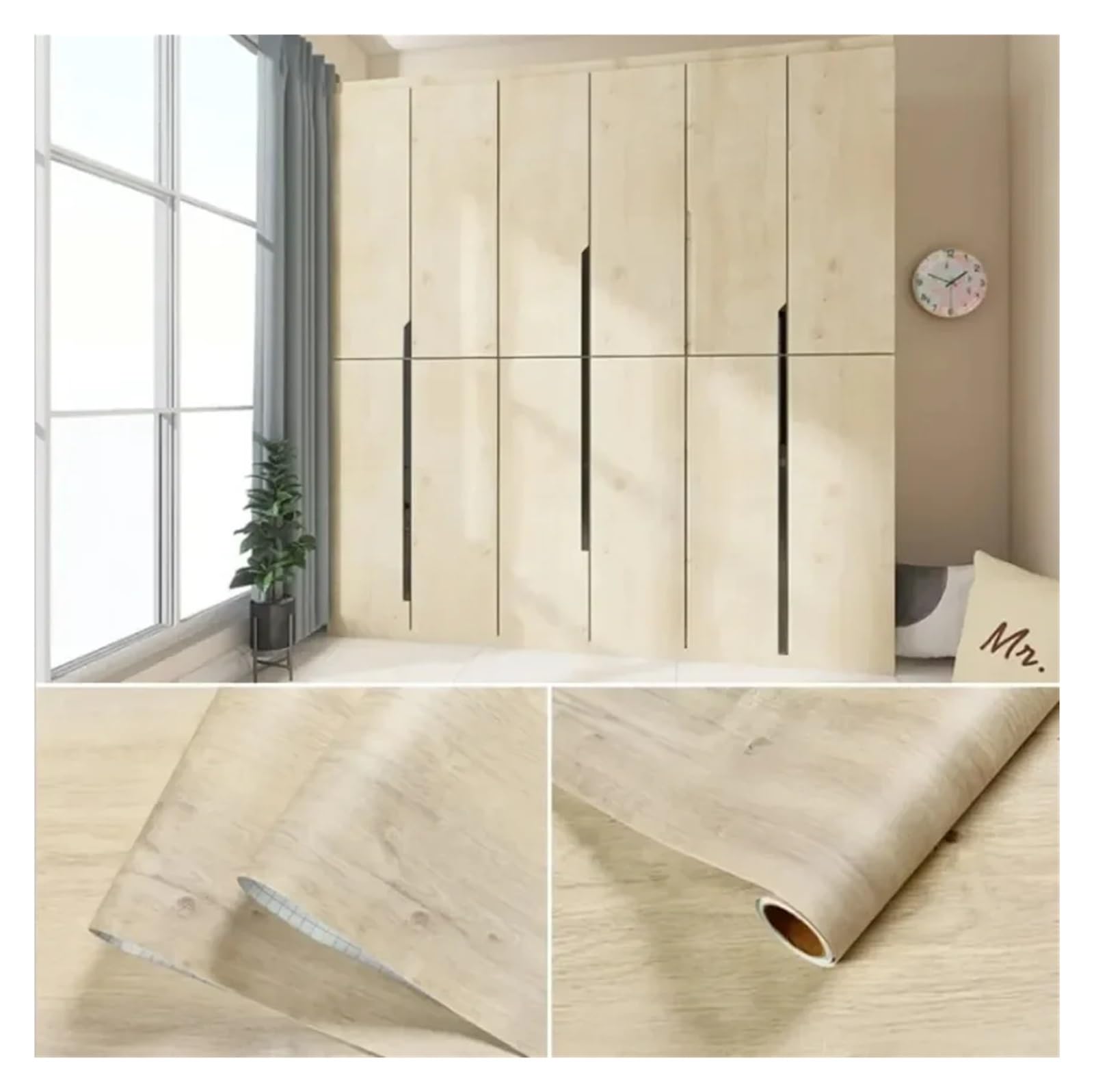 Ayztantine Self-Adhesive Wallpaper 90cm Width Wood Grain PVC Wallpaper for Door Wardrobe Cupboard Table Furniture Waterproof(D01028,60x300cm)