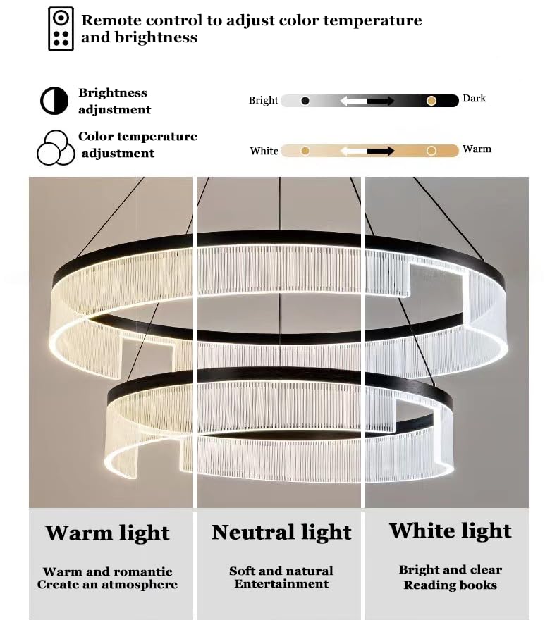 Lustre à anneau LED télécommandé à intensité variable 3000K-6000K