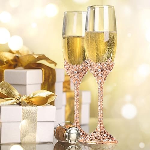 Miniatura 7 de Jozen Gift Juego de cuchillos para tartas de boda y flautas de champán para bodas, fiestas