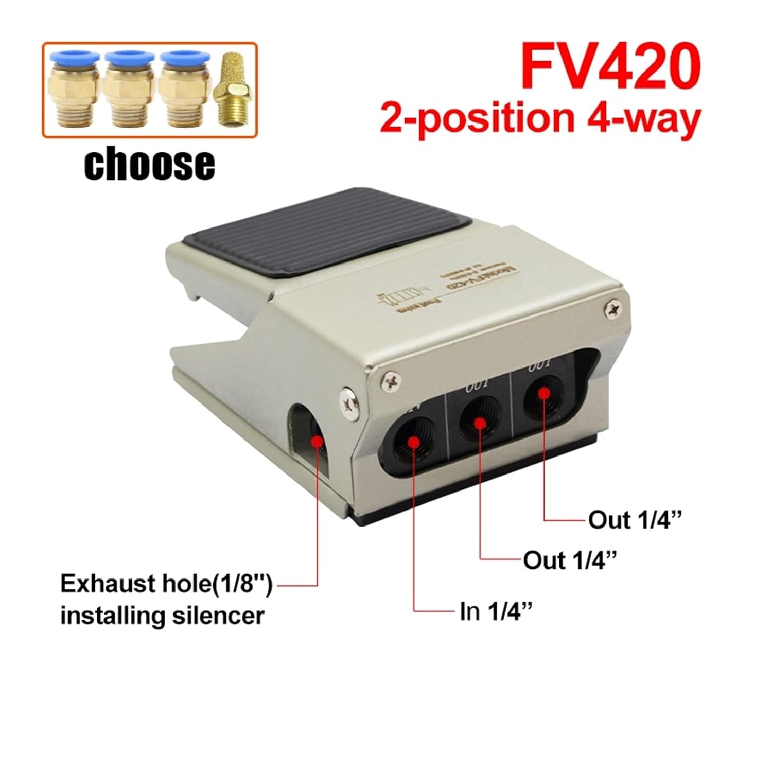 Pneumatic Foot Pedal Control Switch with 4F210-08 08L Air Control Valve FV420 Foot Switch and FV320 Air Cylinder Valve 4F210-08G