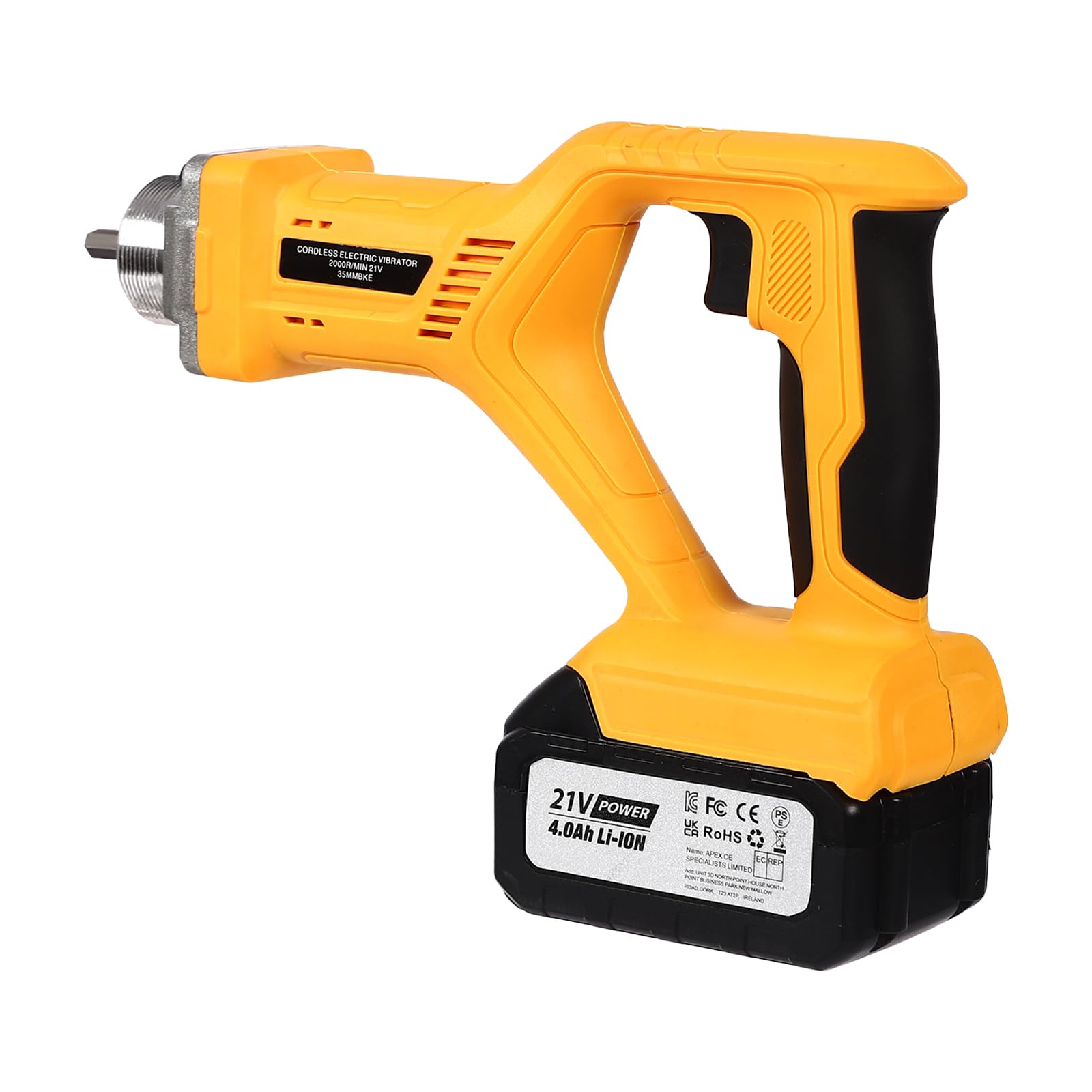 vibratore per calcestruzzo a batteria, vibratore professionale per calcestruzzo industriale, da introdurre in calcestruzzo bagnato, 2000r/min con lunghezza 1,5 m, diametro 35 mm