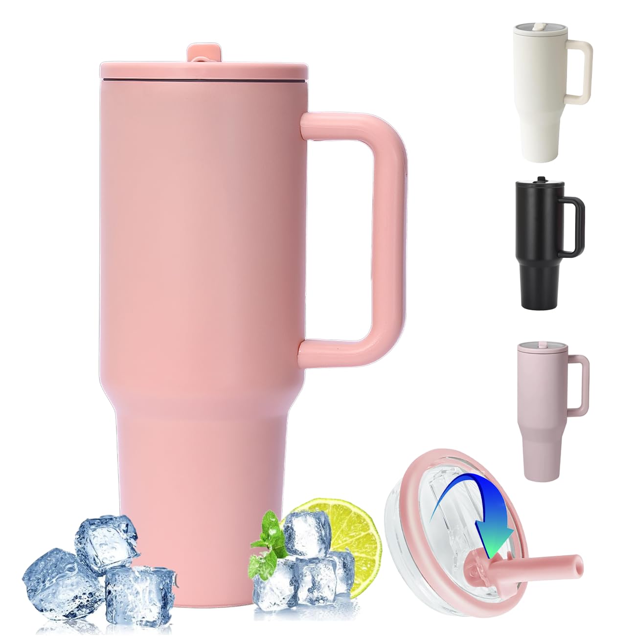 Gobelet Isotherme ZHUIYIWIN 30oz - Avec Paille Et Poignée, Double Paroi Vacuum, Violet