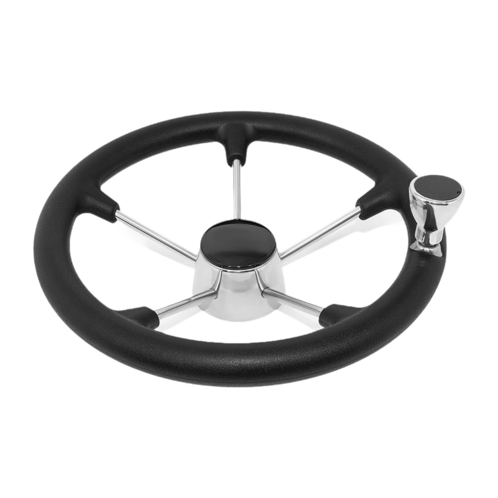 Volante Barca Acciaio Inox Stabilità Navale Sterzo Antiscivolo Presa Ergonomica Direzione Solida Adatto a Yacht Mare Barche da Pesca, 35 Cm con Maniglia