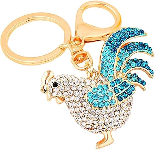 JewelBeauty Gallo chispeante checo Rhinestone llavero Crystal bolso encanto llavero (azul)