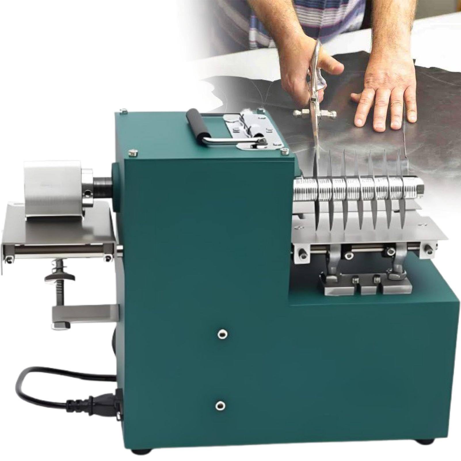 Mhwrughts Multicolor Precision Leather Strip Cutting Machine, Electric Leather Slitter, Adjustable 2-86Mm Width, 40W Multi Blade Cutter With 90Mm Shaft For Leatherworking And Belt Production