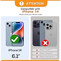 Vista 2 de Bocasal Funda tipo cartera cruzada para iPhone 14, con bloqueo RFID, de piel sintética, con cremallera, funda tipo cartera con función atril