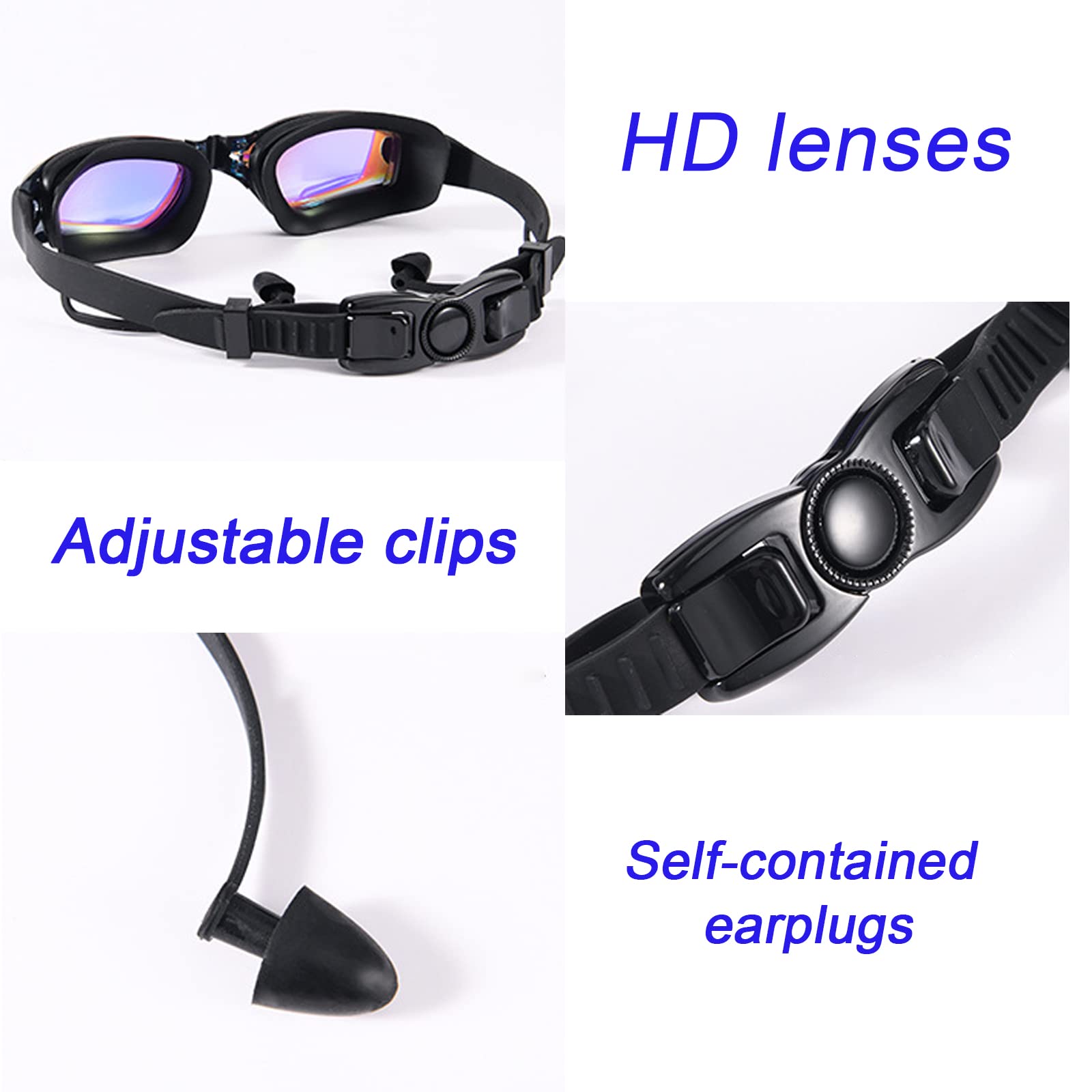 Gafas de Natación Anti-vaho Con Protección UV Para Hombres, Mujeres y Adultos - Incluye Gorro, Clip de Nariz y Tapones Para Oídos