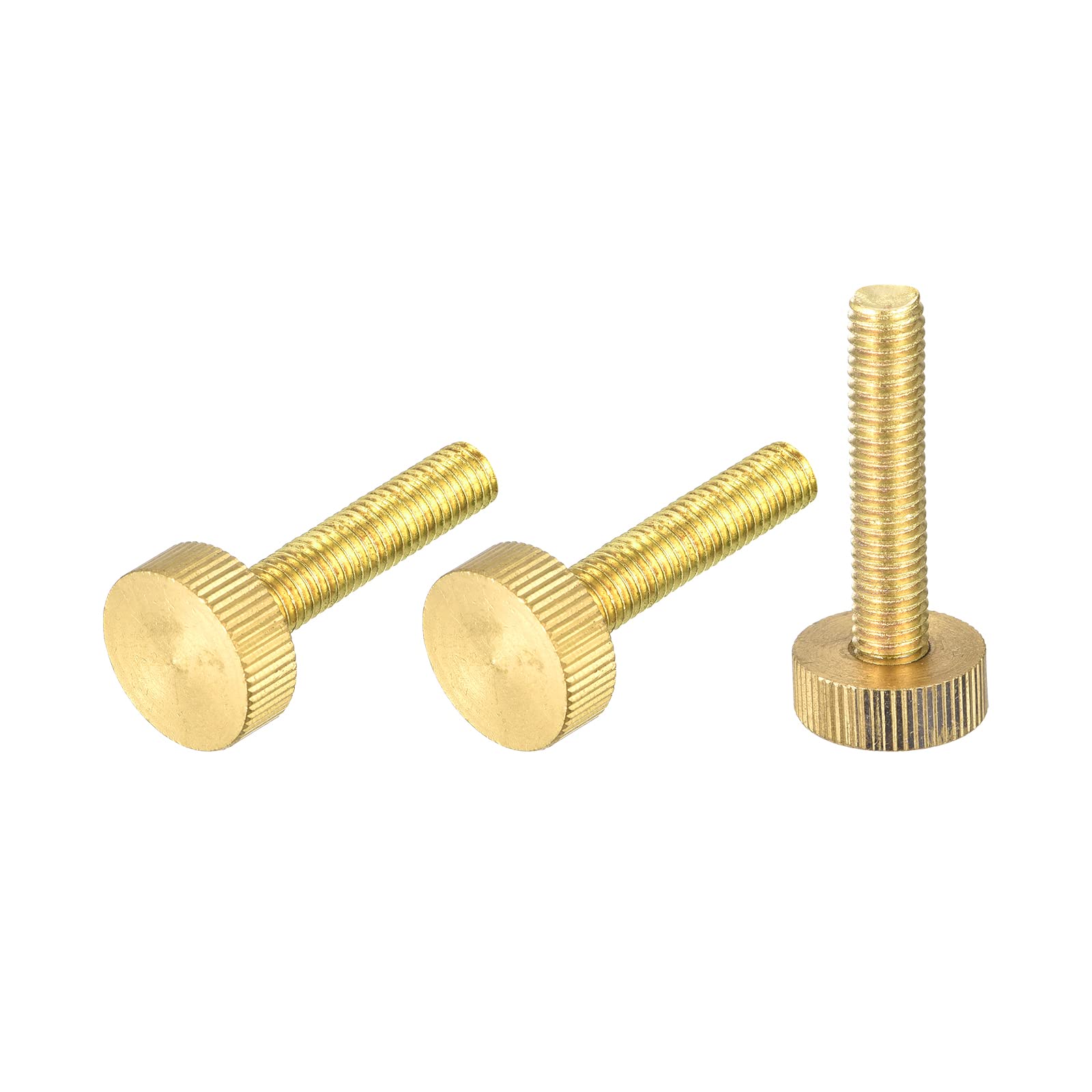 uxcell Knurled Thumb Screws, M8x40mm Flat Brass Bolts Grip Knobs Fasteners for PC, Electronic, Mechanical 3Pcs