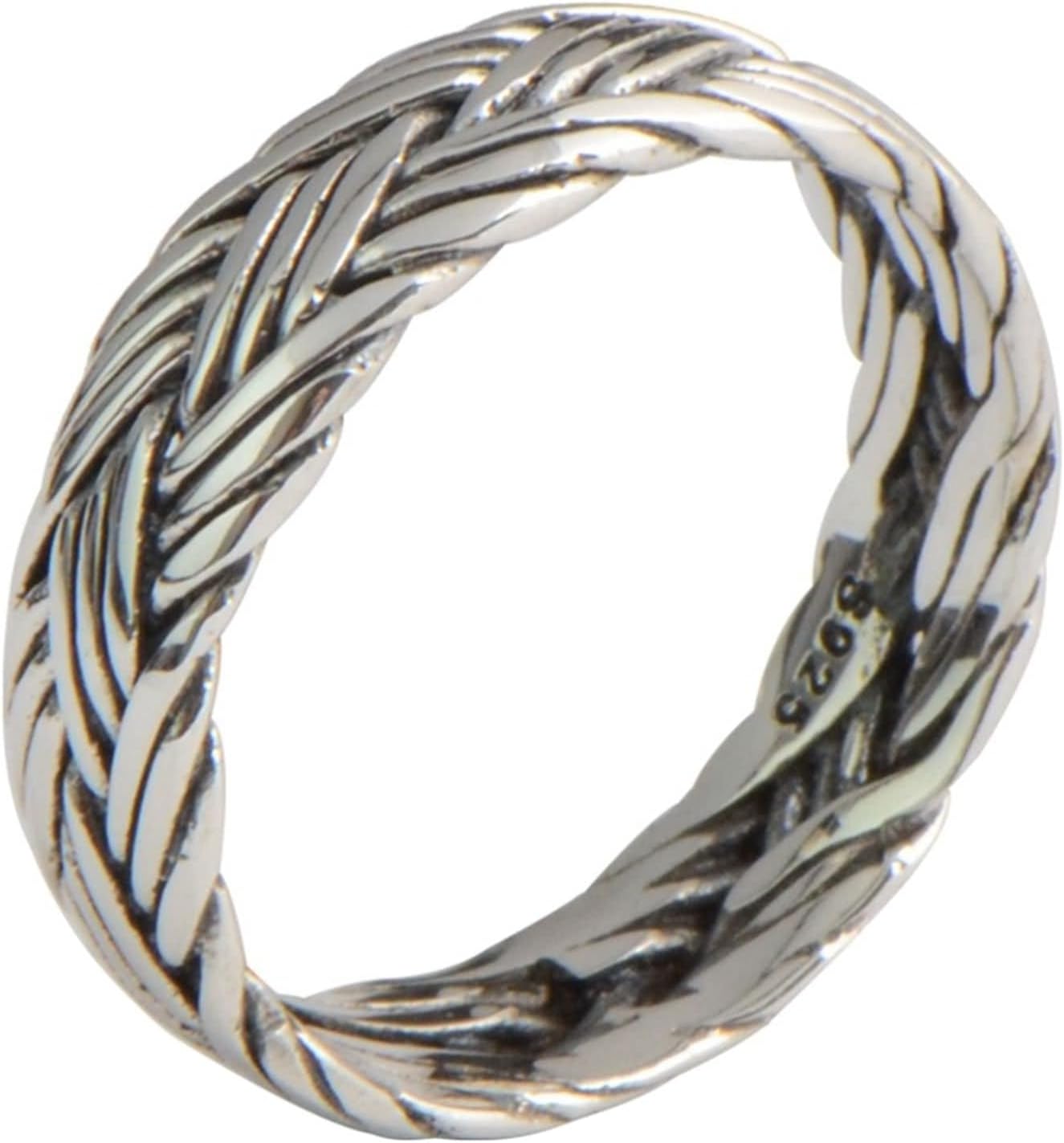 Wedding Rings for Men and Women,Rings 925 Sterling Silver Braided Vintage 5MM Rings Unisex Silver