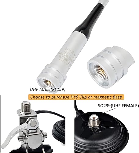 Miniatura 4 de HYS Amateur VHF/UHF antena de radio móvil, 42.7 pulgadas, transceptor FM UHF antena macho para 6.6 ft 27.6 in 144 Mhz/430 Mhz de banda dual portátil