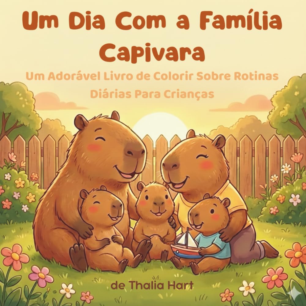 Um Dia Com a Família Capivara: Um adorável livro de colorir sobre rotinas diárias para crianças
