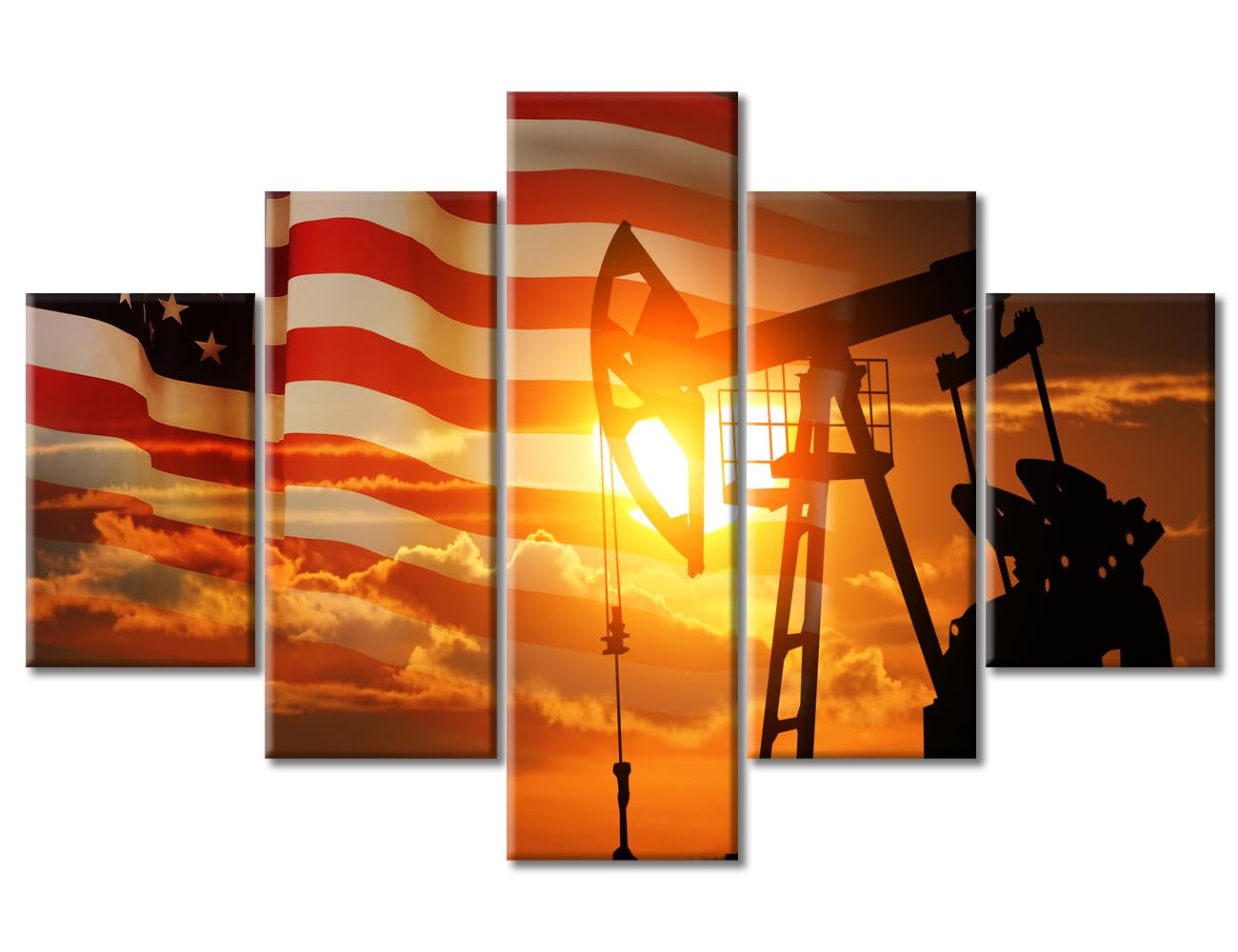 Concept of Oil Production Wall Art Canvas Prints American Oil Pump Industry Pictures Painting Canvas Paintings Ready to