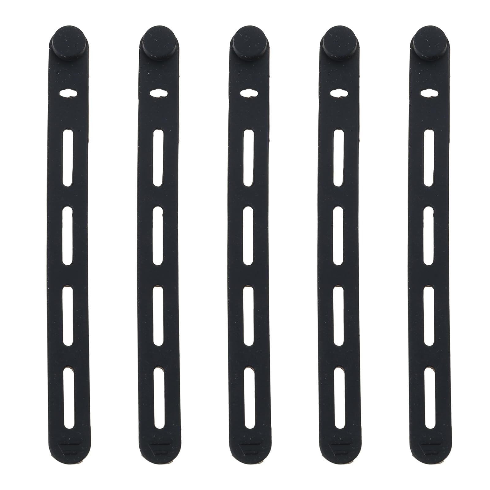 Hsioluted Black 5Pcs Silicone Cable Ties Cord Organizers Wrap Washable Wire Ties Management Adjustable Charging Cable Strap Tie Portable Holder