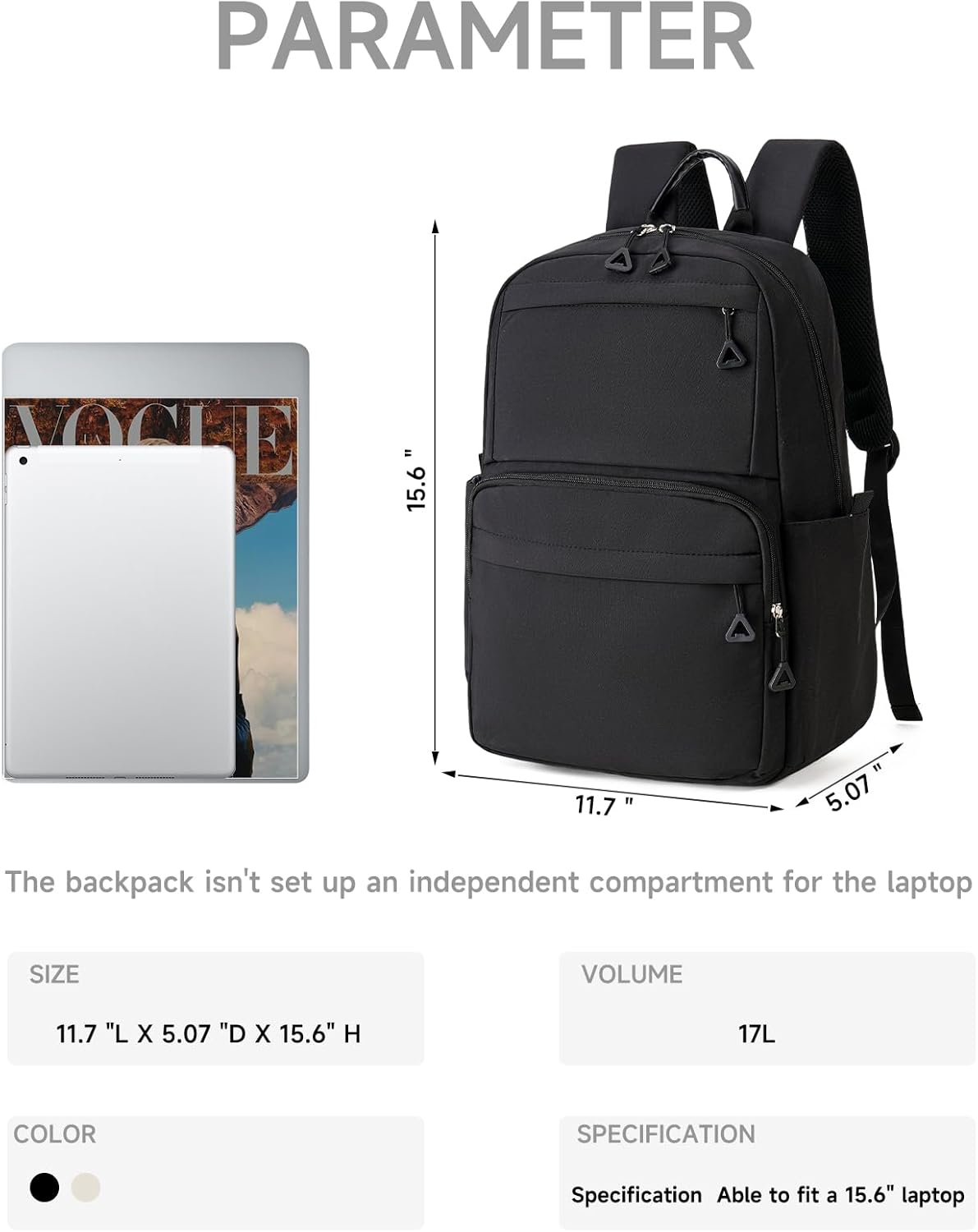 GAEKEAO Travel Laptop Backpack for Men & Women, Everyday Backpack Luggage Bag 15.6inch Laptop for Work Travel Shopping Them Park (Black)