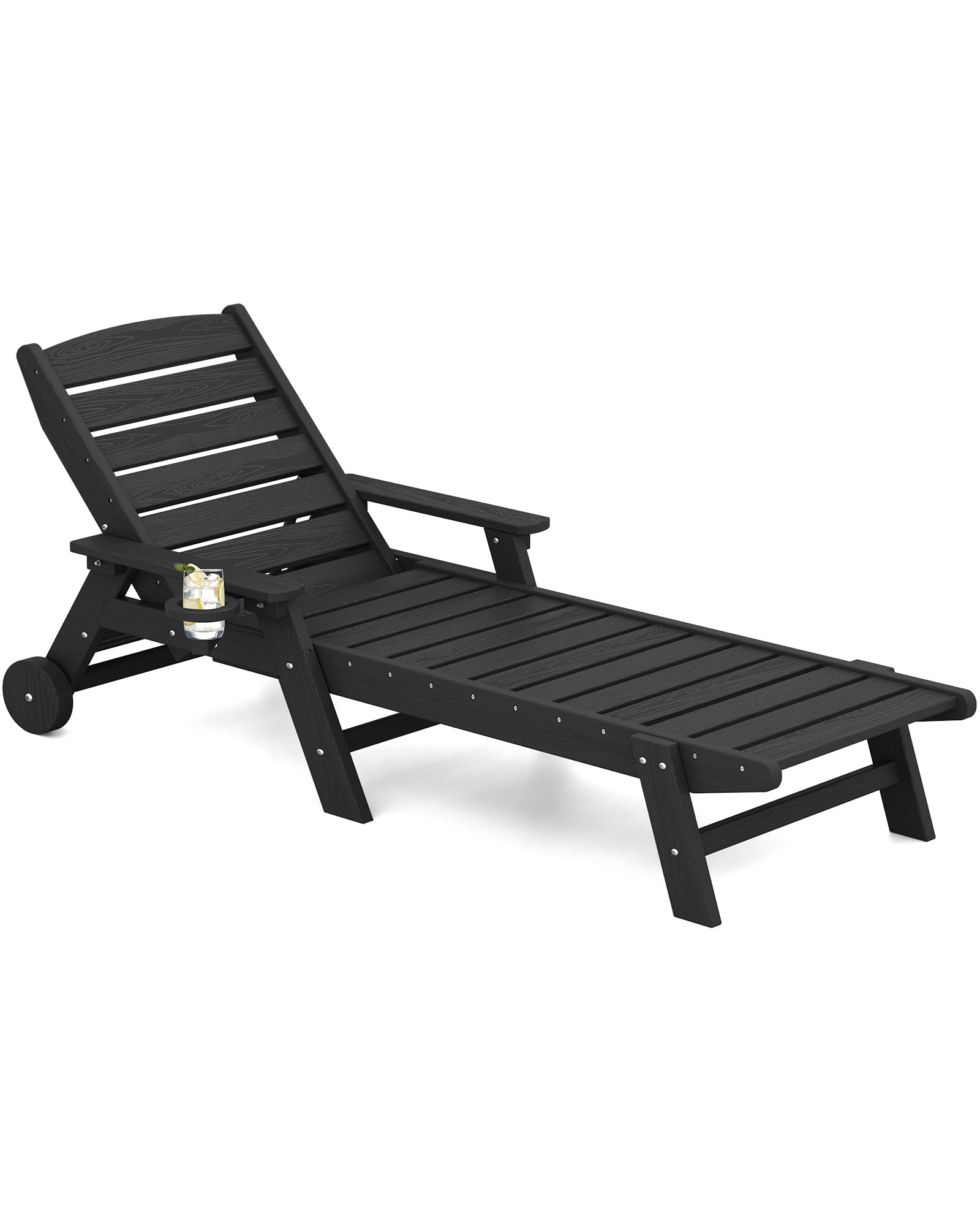 SERWALL Patio Chaise Lounge Chair, 5 Positions Outdoor