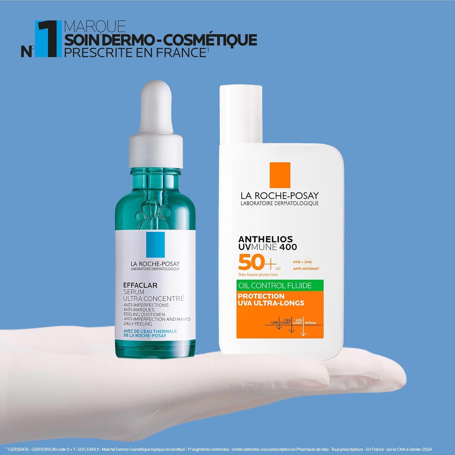 La Roche-Posay | Sérum Effaclar con Ácido Salicílico Ultra Concentrado 30 ml & Protector Solar Anthelios Fluido Oil Control UVMUNE 400 SPF50+ 50 ml | Dúo Cuidado Antiacné & Protección Solar SPF 50+