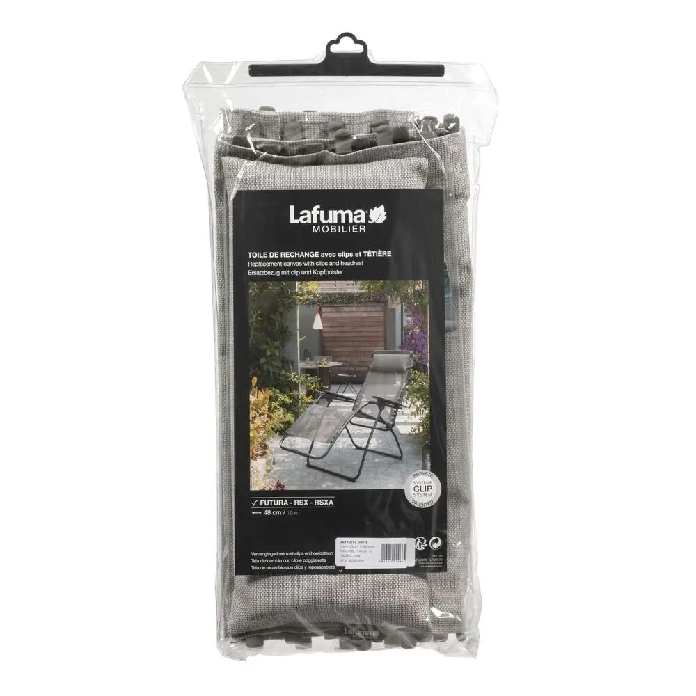 Lafuma Kit de remplacement pour chaise longue, fauteuil Relax – 48 cm Rsx/Futura Batyline® Duo Gris Galet