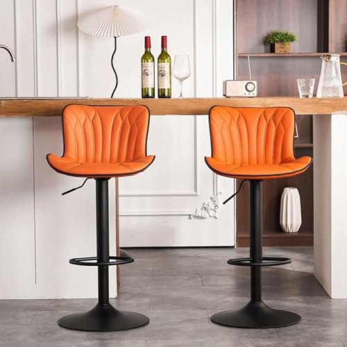 Younuoke Counter Height Bar Stools For Kitchen Island Set Of 2, 24 Inch Metal Orange Barstools, Swivel Counter Stools Chair With Back #TOP4