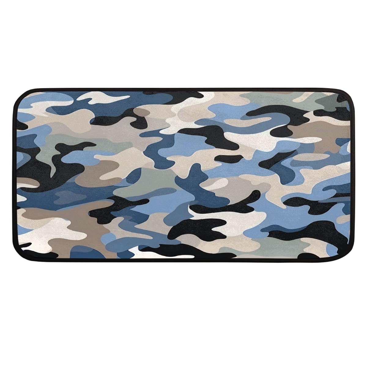 Tapis de cuisine camouflage bleu 99x51 cm | Tapis de sol lavable