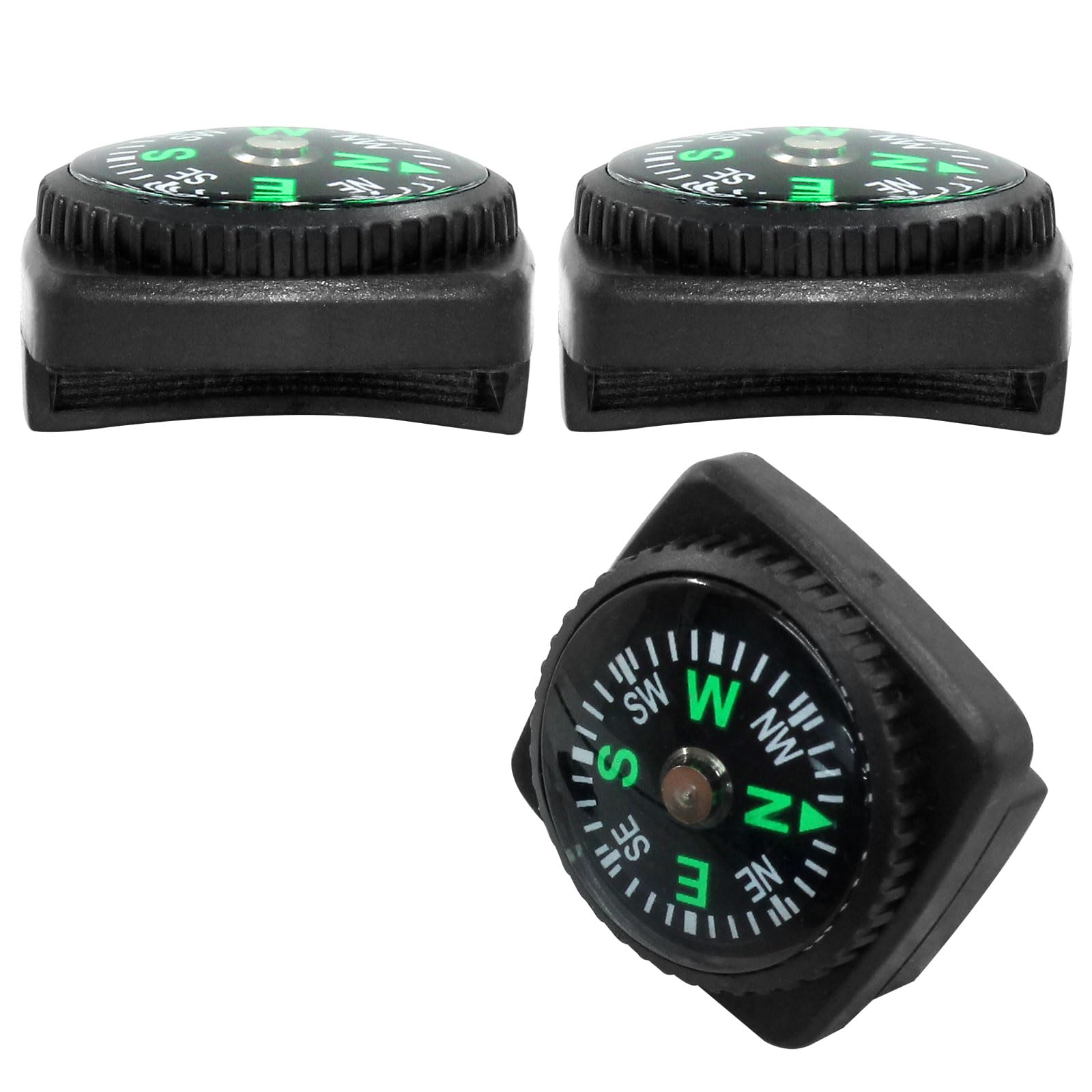 Kemcatui 15Pcs Slip-On Watch Band Compass, Mini Watch Strap Compass Tiny Button Compass Bulk for Hiking Watch Band Survival