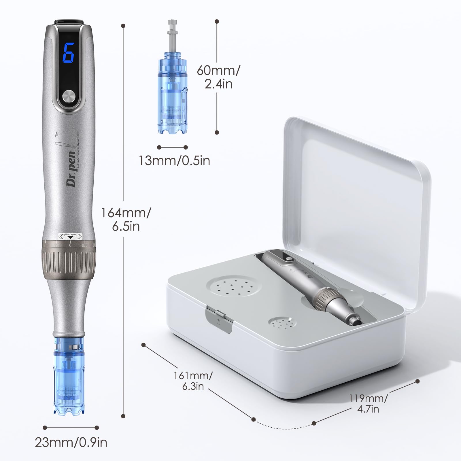 Dr. pen Ultima M8S Professionelle Microneedling Pen – Drahtlos, LED-Anzeige, 0-2,5 mm verstellbar, 7 sterile Ersatzpatronen