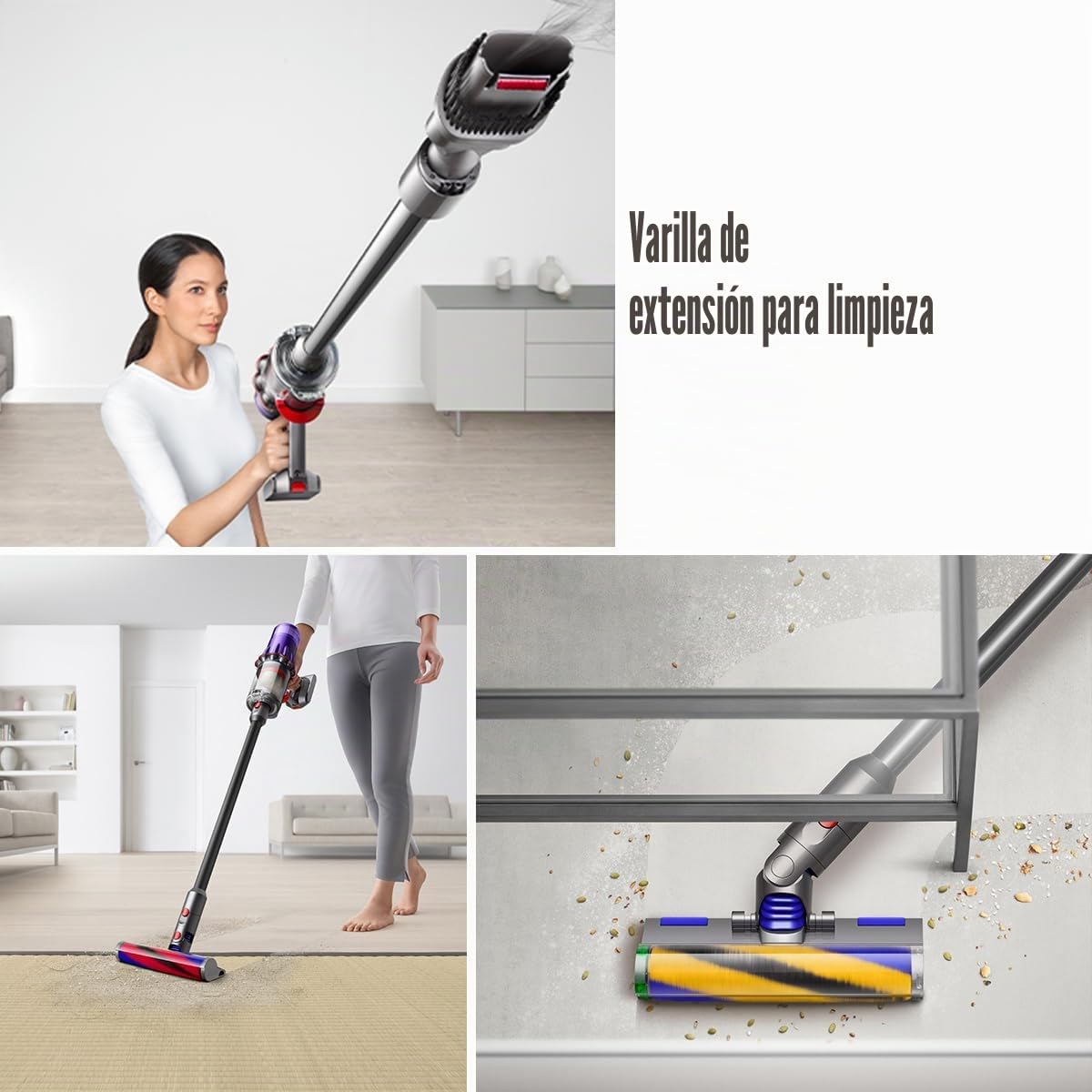 Tubo Extensión de Repuesto para Dyson V12 Slim/V9 Motorbar Aspiradora, Tubo de Varilla Telescópico de Liberación Rápida 74CM - grey