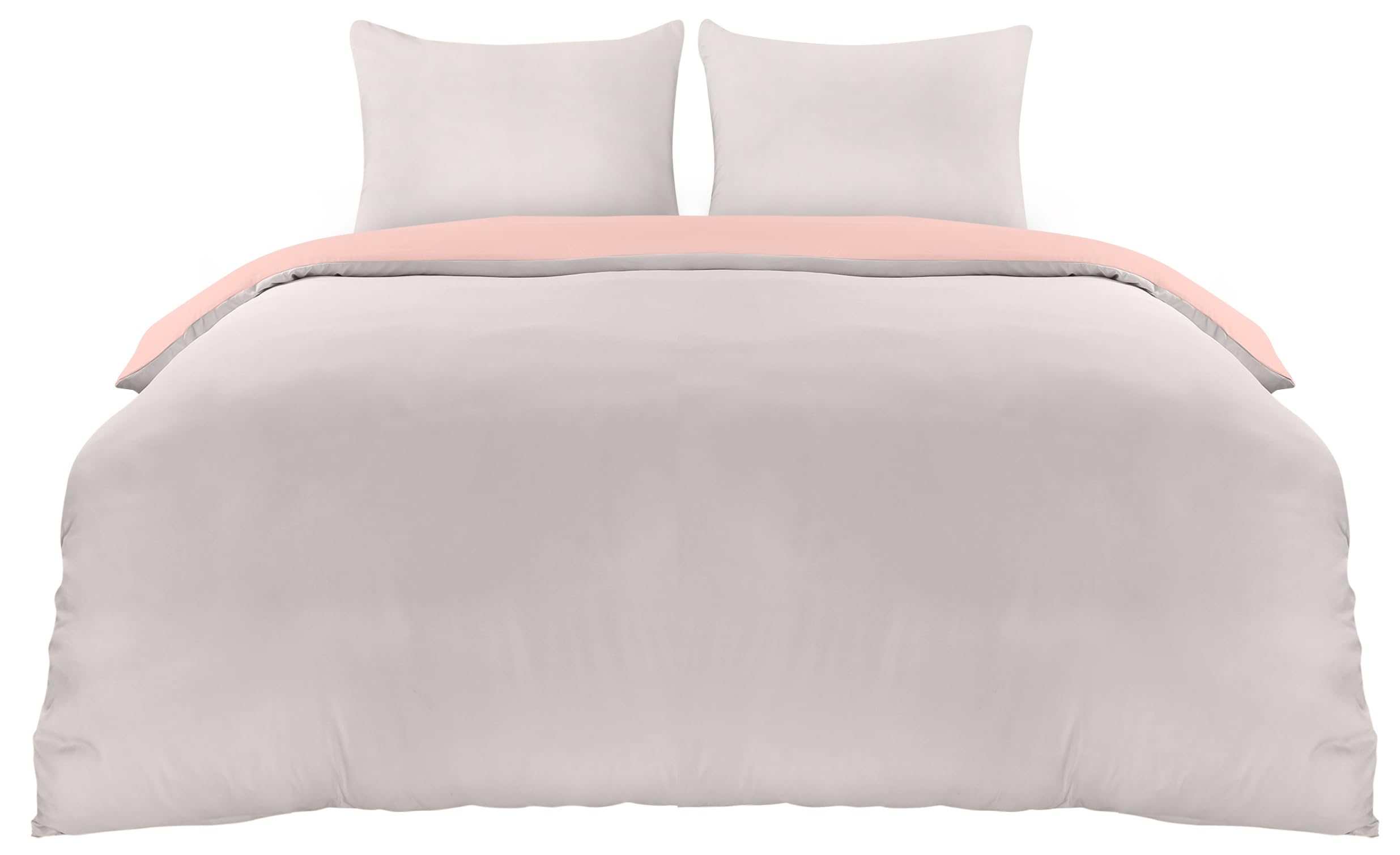 Utopia Bedding Funda Nordica Cama 105 - Microfibra Juego de Funda de Edredon 200x200 cm y 2 Fundas de Almohada 80x80 cm (Gris/Rosa) OEKO-TEX STANDARD 100