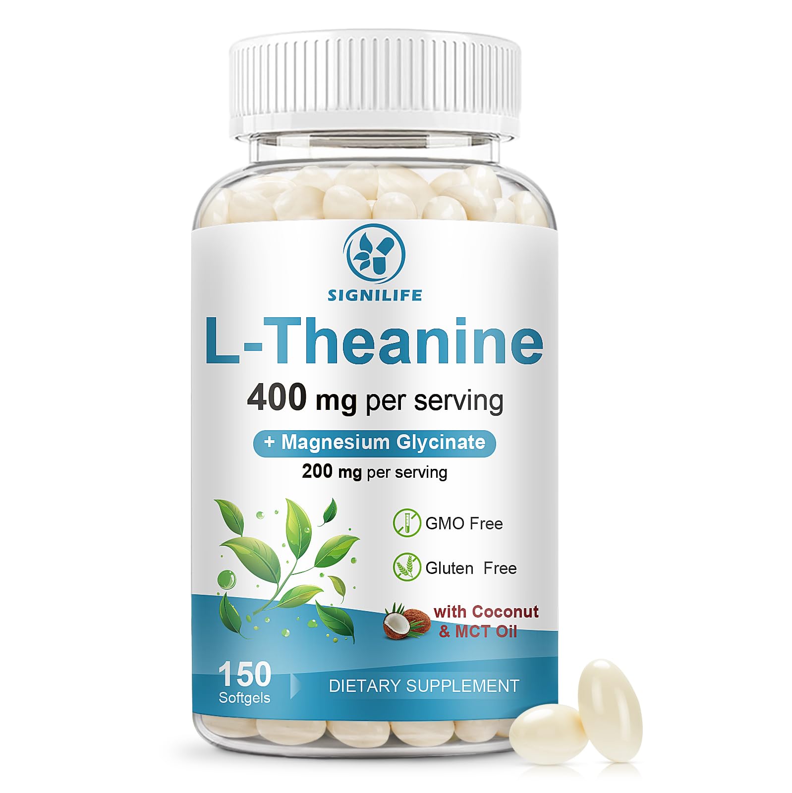 L-Theanine 400mg with Magnesium Glycinate,150 Softgels
