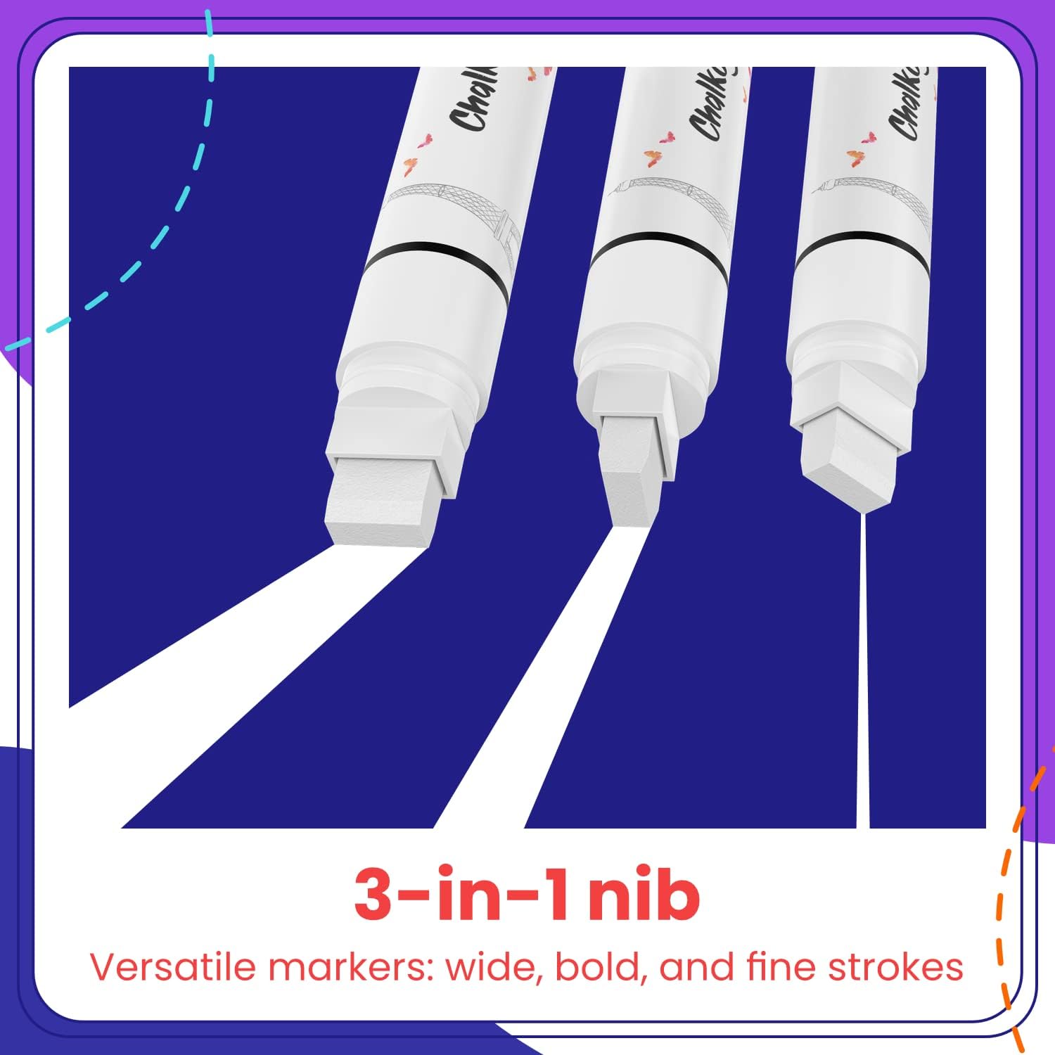 White Jumbo Chalk Pens - 15mm Window Markers, White - 15mm 2 Pack, 15mm White Jumbo Markers - Image 2