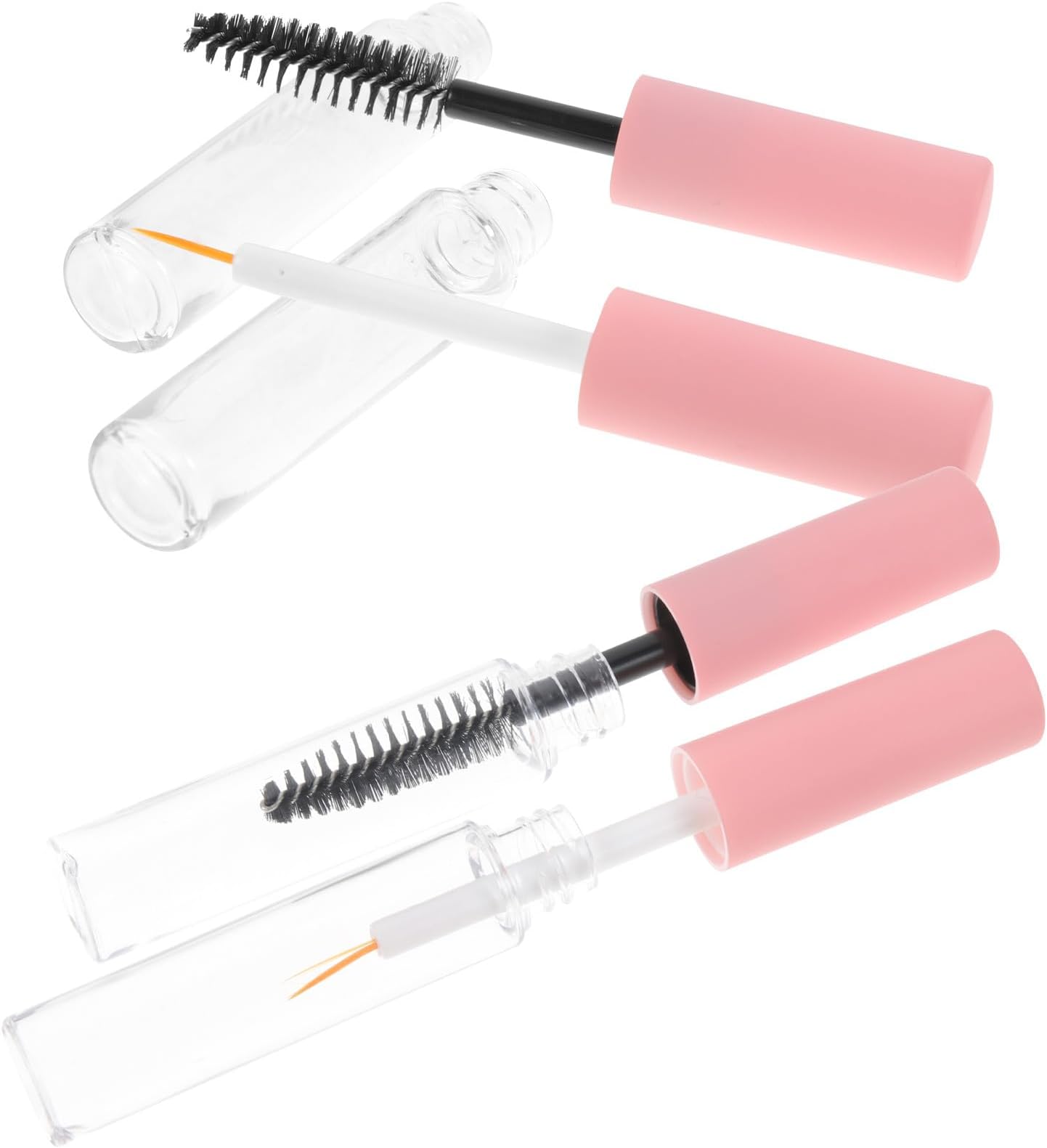 FUOYLOO 4pcs Refillable Eyelash Mascara Tubes with Wands and Shadow Tip Liner Bottles Transparent Pet Containers for Eyelash and Eyebrow Makeup Portable Lightweight Cosmetic Random Color