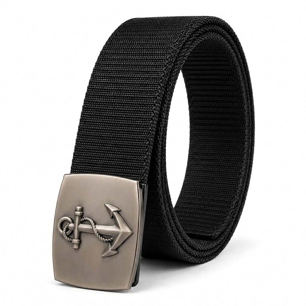 Merchant Navy Black – Uniform Belt with Sturdy Buckle for Cadets, Officers & Crew | Formal Military Style Belt for Marine Uniform | Adjustable & Durable Fabric-image-0