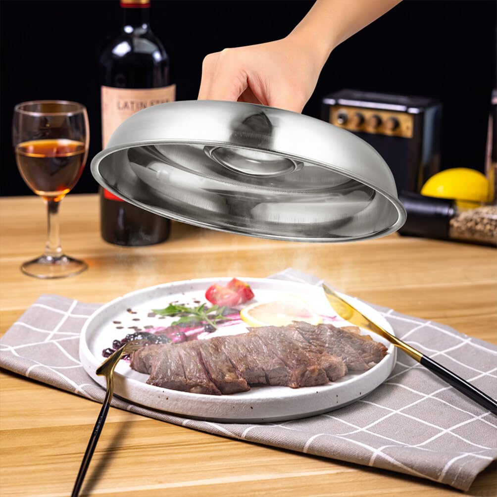 Alipis Copertura per Alimenti in Acciaio Inox 3 Pezzi, Pratico Coperchio a Cupola per Bistecca e Grigliate, per Ristorante e Hotel, Mantiene Cibo Pulito