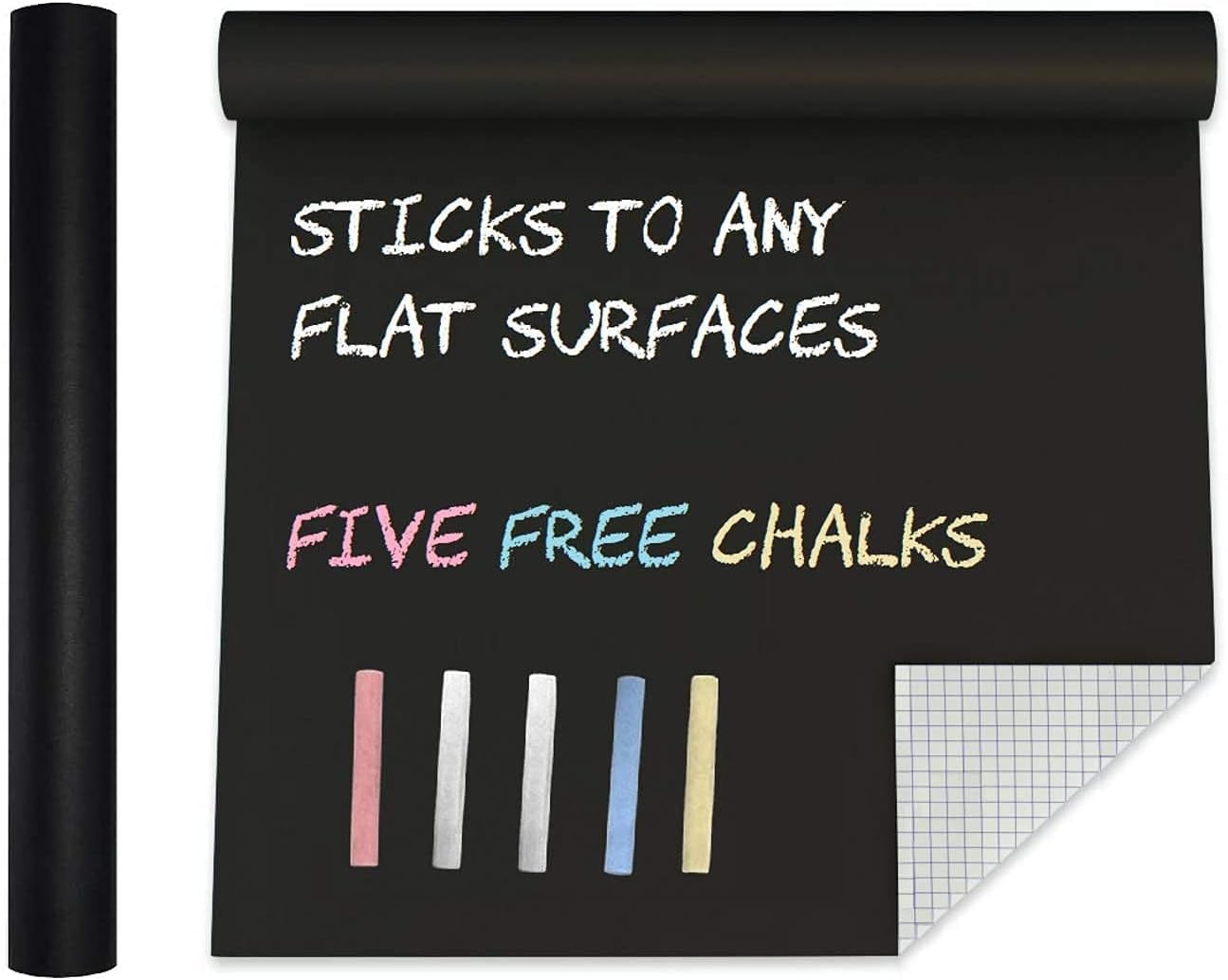 BPA® Star Black Board (60x200cm) Wall Sticker Removable Decal Chalkboard with 5 Chalks for Home School Office College Room Kitchen Kids (60X200 cm, Black)