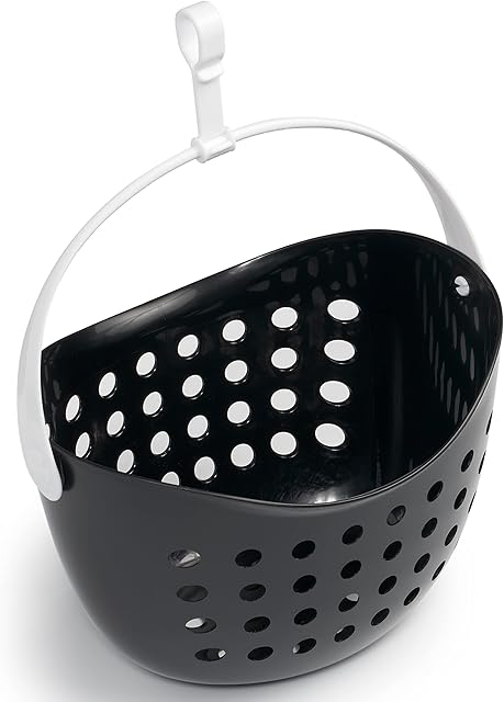 Peg Basket for Laundry / Clothes Pegs (1 basket, black with white handle) by culiclean