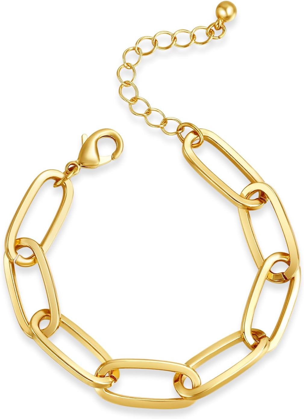 LANE WOODS 14K Gold Plated Paperclip Chain Bracelet for