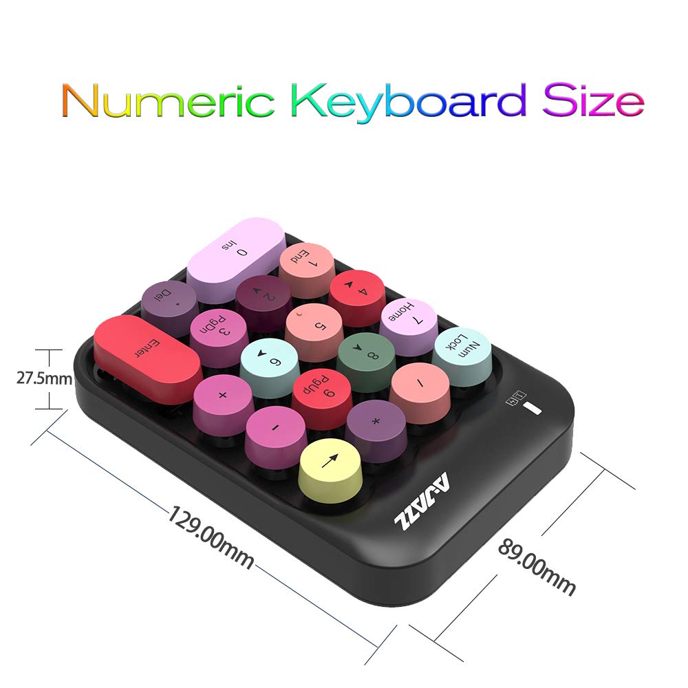 FELiCON AK18 Clavier numérique sans Fil, pavé numérique Portable 2,4 GHz avec clé Ronde rétro et récepteur USB Clavier numérique de comptabilité financière pour Mac, PC (Noir)