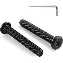 M6-1.0 x 80mm Flat Head Hex Socket Cap Screws Bolts 10Pcs, M6 Bolt 304 Stainless Steel Black Zinc Plated, Full Thread, with Hex Spanner