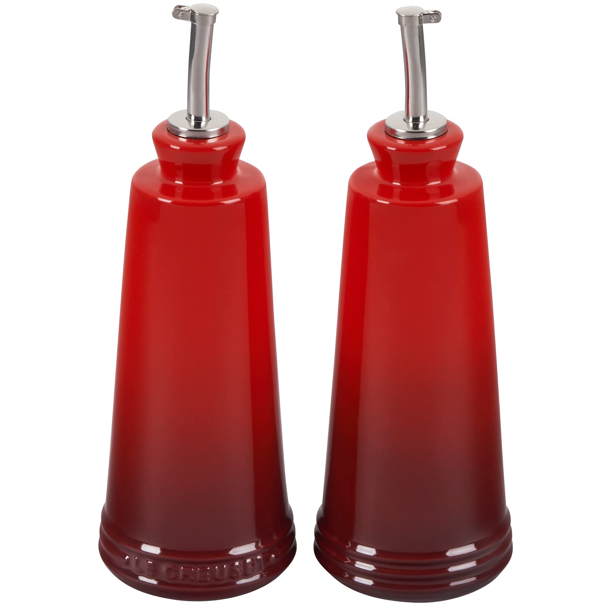 LE CREUSET Signature Stoneware Oil & Vinegar set, 10 oz. each, Cerise