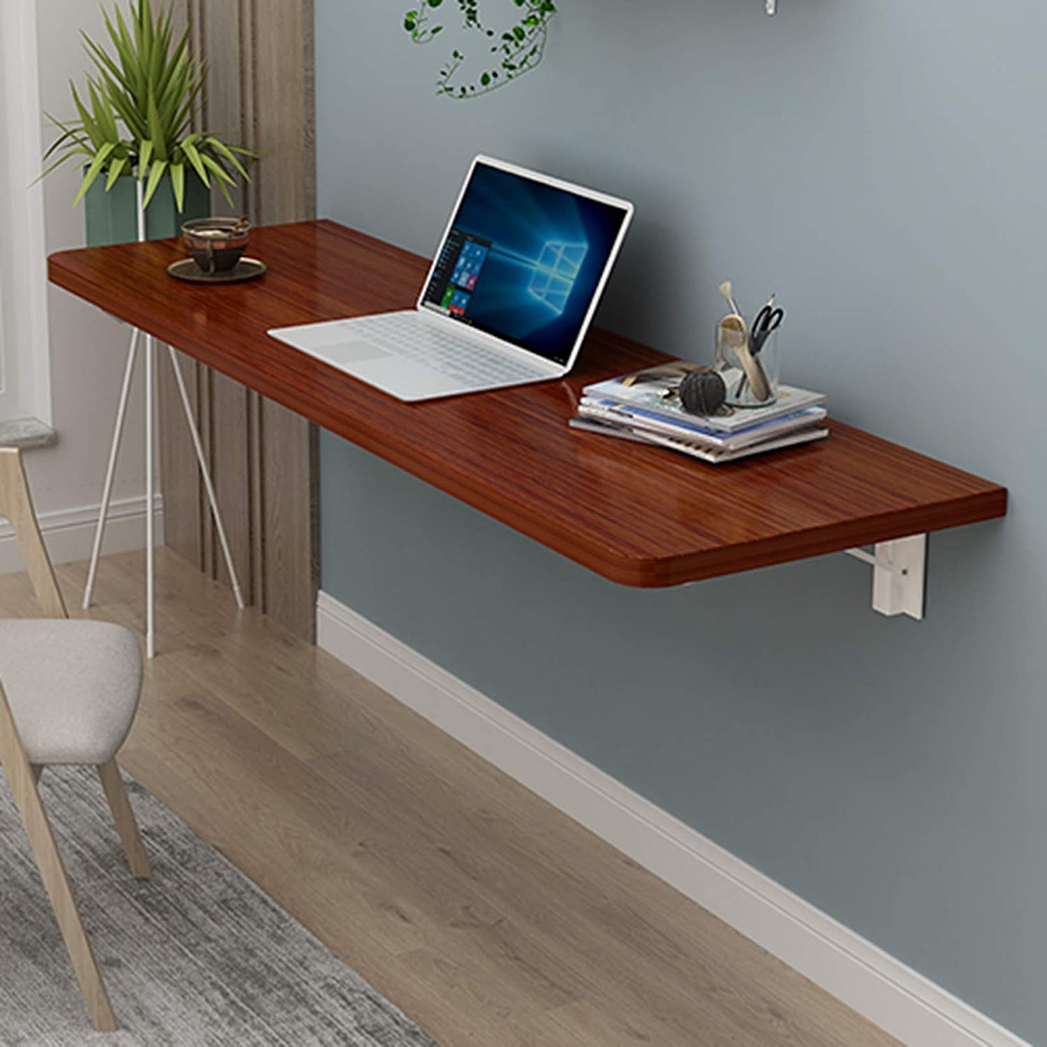 SXZenSpace Corner Folding Computer Desk, Wall Mounted Wooden Table Work Double Support Side Kitchen Trestle Desk,C,80 * 40cm/31 16in