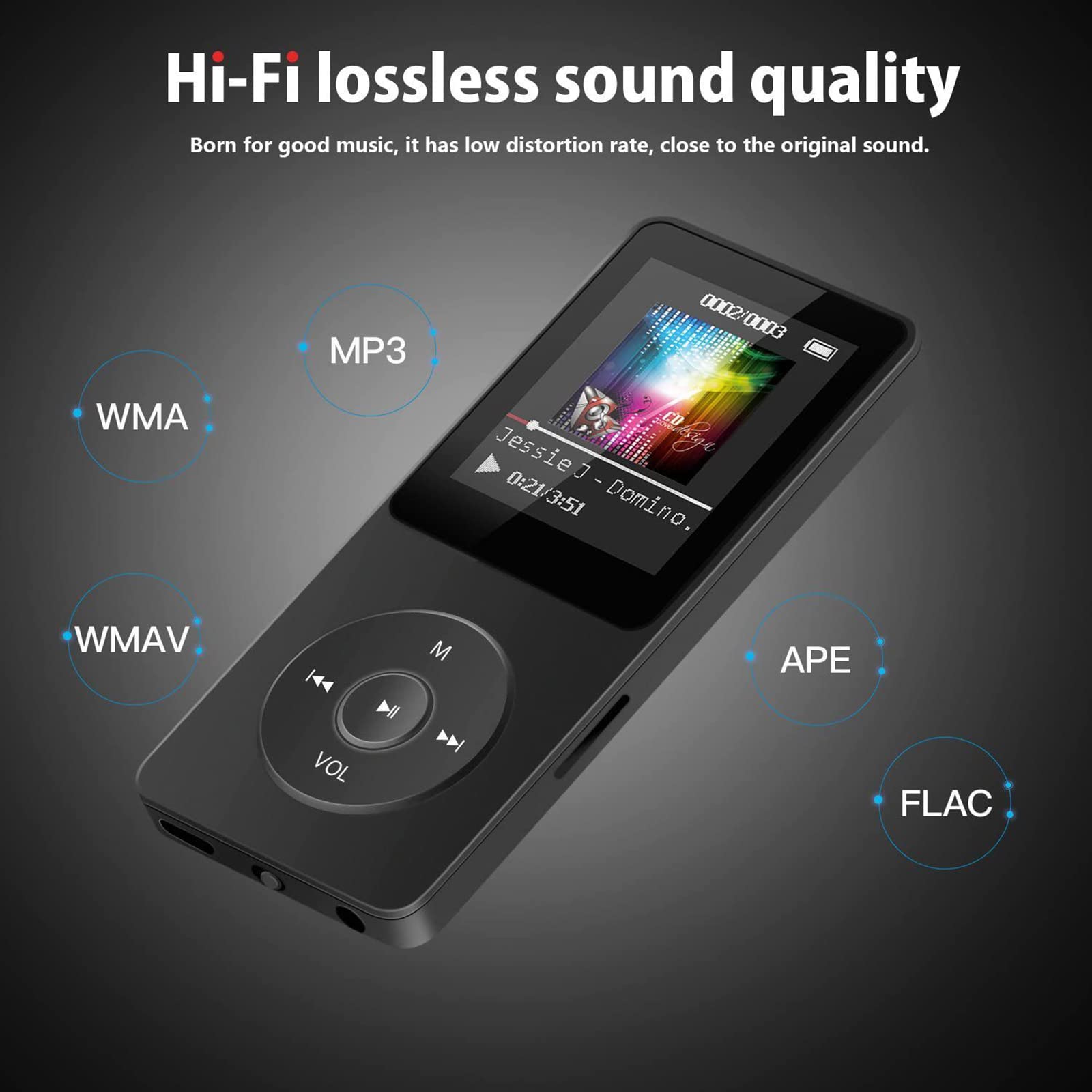 Reproductor de MP3/MP4 Bluetooth - Reproductores de música con Altavoz Radio FM Grabador de Voz - Memoria Ampliable hasta 128GB,16GB