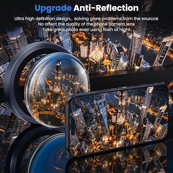 Image of WSKEN Camera Lens Protector Ring Compatible For iPhone Camera Protection - 9H Hardness Scratch-Resistant Bubble-Free HD Tempered Camera Metal Glass Tempered Glass Screen Protector Film Mobile Phone Case Friendly (Deep Blue, iPhone 17 Pro /Pro Max)