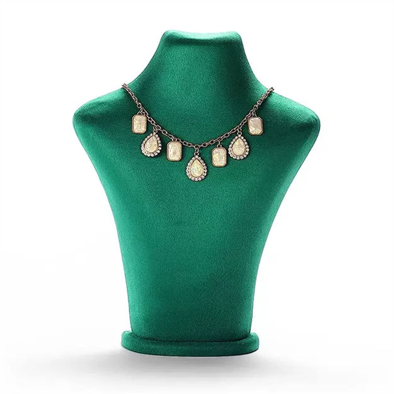 LLXYWJ Schmuckständer, grüner Samt, Schmuck, Schaufensterpuppe, Büste, Halskette, Ohrring, Anhänger, Kette, Ausstellungsstand, Modellhalter, Heimdekoration, Halskette, Anhänger (eine Farbe).