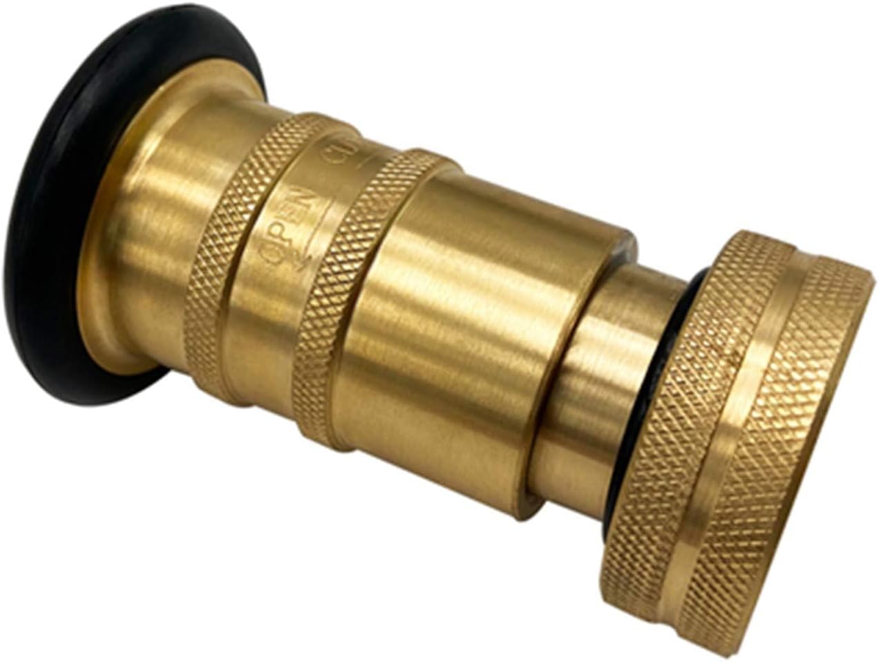 SAFBY Brass Fire Hose Nozzle 1.5" NPT/NPSH - Adjustable Fog/Straight Stream Jet, 60ft Reach, 100 PSI Durable Spray Nozzle