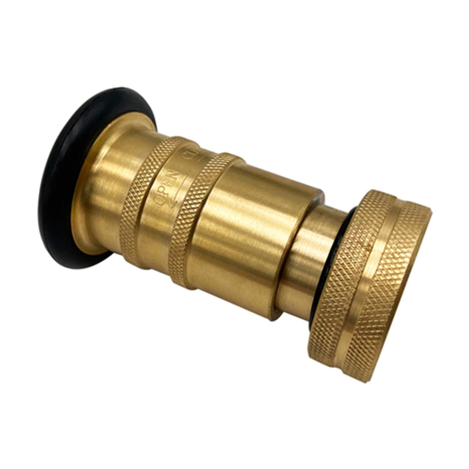 SAFBY Brass Fire Hose Nozzle 1" NPT/NPSH - Adjustable Fog Jet Spray, 60ft Reach, 100 PSI Durable Firefighting Nozzle