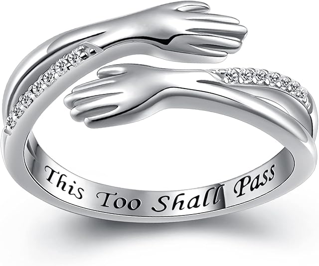 Hug Ring, S925 Sterling Silver Hug Rings for Women Girl, Hugging Hand Open Promise Ring, Mothers Day Valentine's Day Birthday Gifts