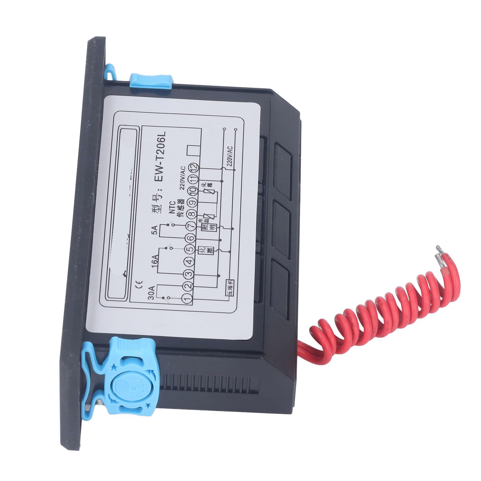 Ejoyous Termostat z Cyfrowym Wyświetlaczem, Regulator Temperatury ABS PID AC220V z Podwójnymi Czujnikami , Termostat Ogrzewania i Chłodzenia, Automatyczne Odszranianie, 60 ℉ do 125 ℉ dla Systemów