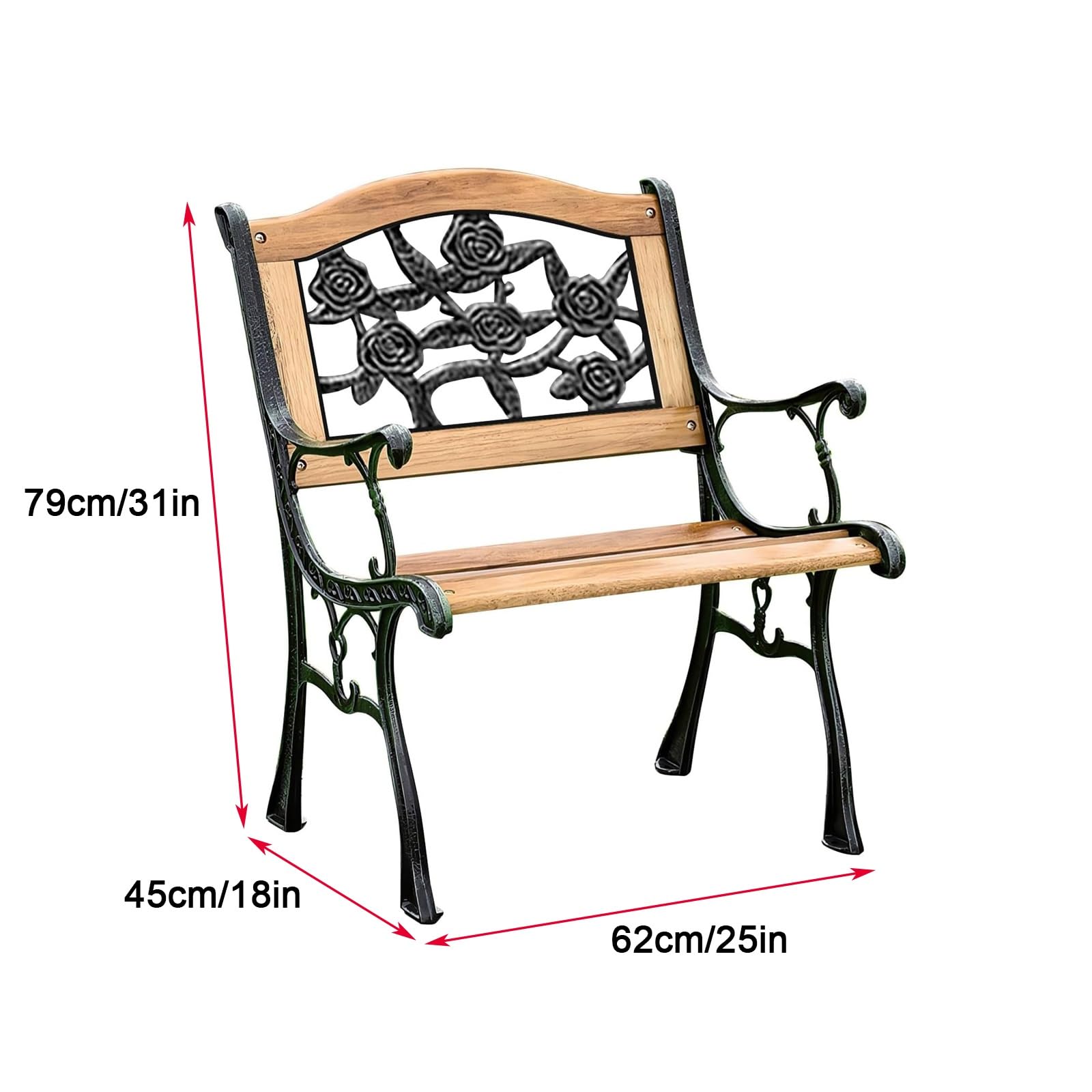 Panche da Giardino per Interni/Esterni, Panchina da Esterno con Schienale, Panca Giardino per Patio, Prato, Balcone, Cortile, Veranda, Carico Massimo 200 kg