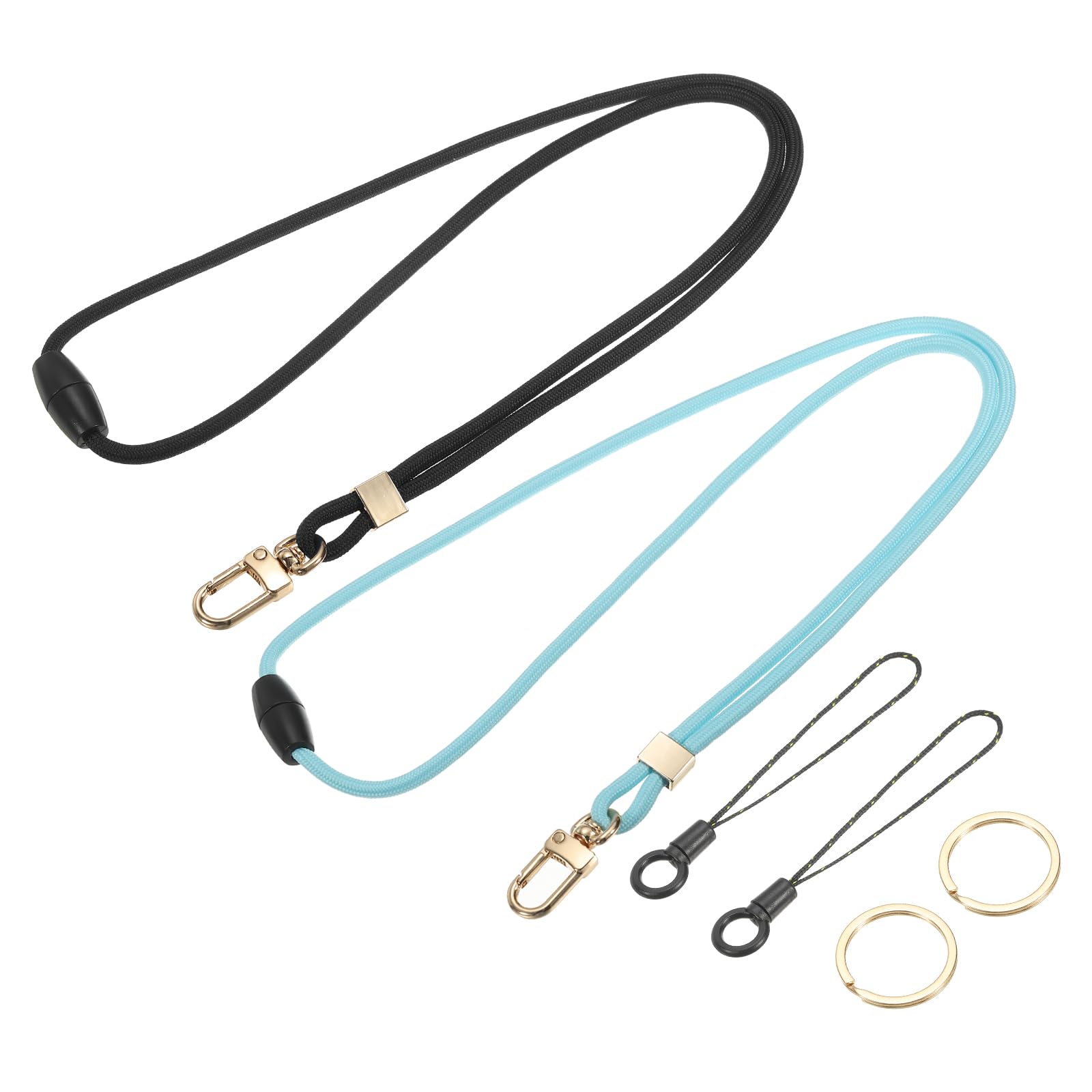 PATIKIL Neck Lanyard Strap for Keys Adjustable ID Badges Holder Long Keychain Lanyard with Metal Buckle for Men Women Card Wallets Black/Blue