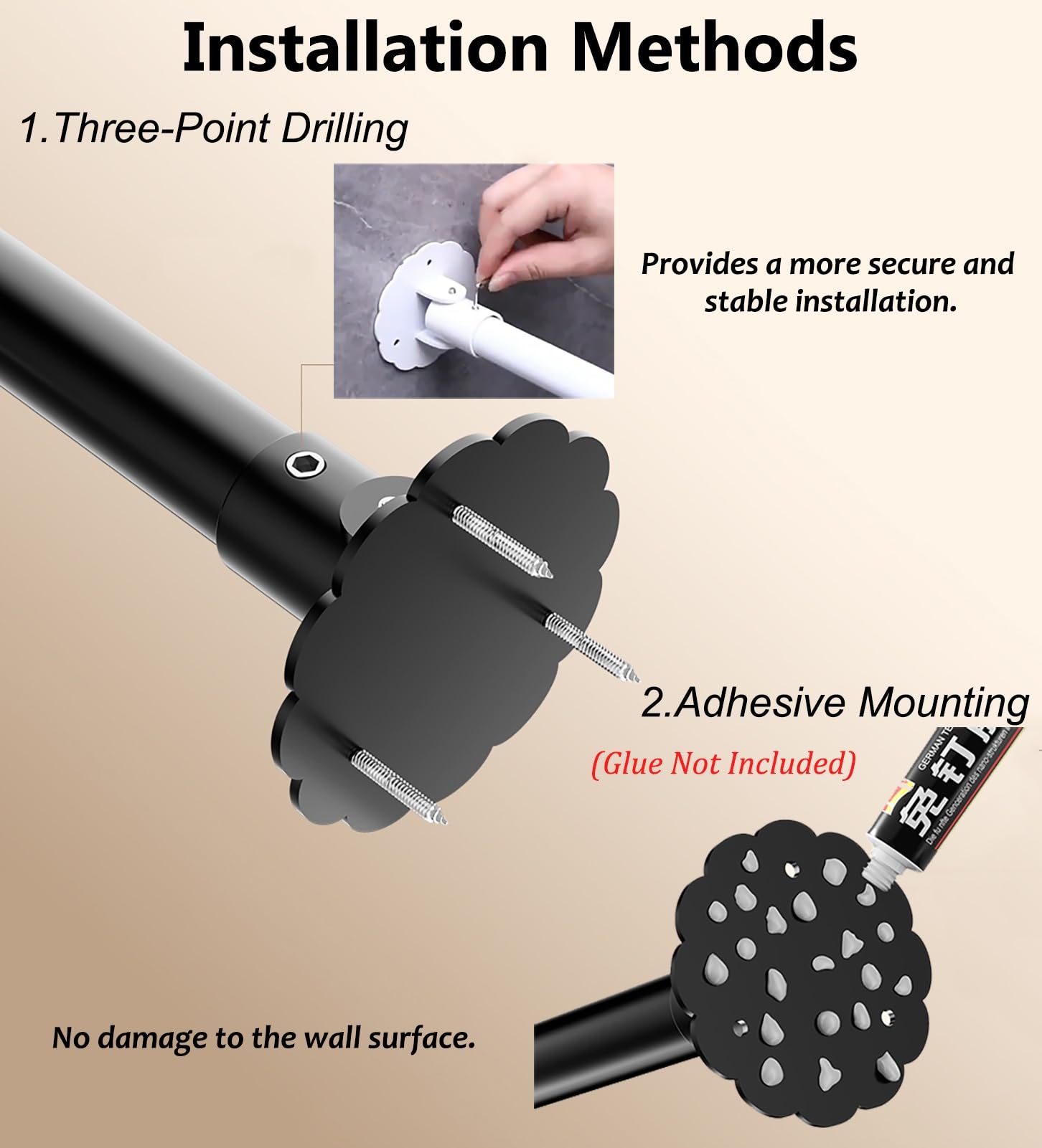 Barra Appendiabiti Asta per Armadio con Staffe ad Angolo Regolabili, Barra Appendiabiti Estensibile per Guardaroba ad Angolo, Asta Telescopica per Tenda da Doccia(White,75-115cm(29 1/2-45 1/4"))